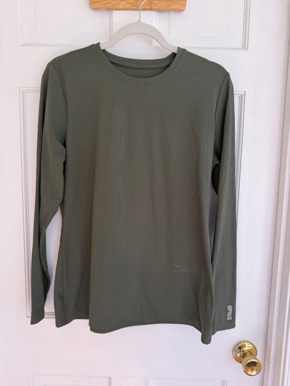 FIGS Women's Large Olive Green Long Sleeve Underscrub Top